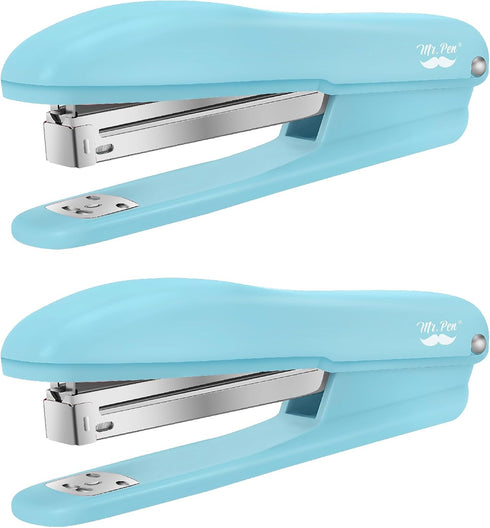 Mr. Pen- Staplers for Desk, 2 Pack with 200 Staples, 20 Sheet Capacity, Blue, Office Stapler, Desk Stapler, Stapler with Staples, Stapler Set...
