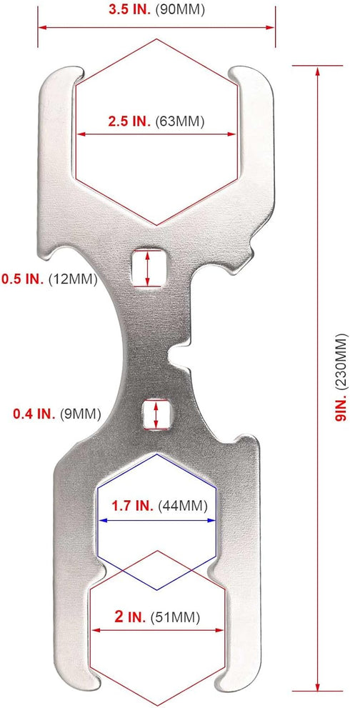 HAUTMEC 3 Way Plumber's Sink Strainer Wrench, Fits 1-3/4 inch., 2 inch. and 2-1/2 inch. Nuts? Multifunction Plumbing Wrench PL0037...