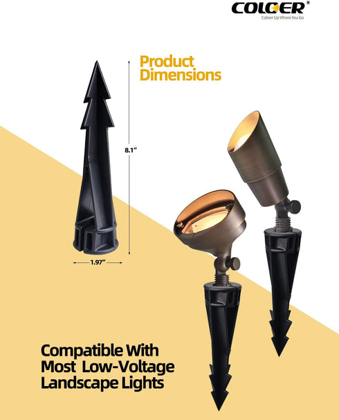 COLOER Landscape Lights Ground Stake Spikes Replacement PVC-Medium Size with Cut, 1/2" NPS Thread Universal Slot Large Ground Post, Ground Stakes ...