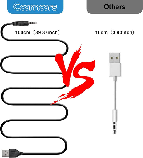 USB to 3.5mm Jack Audio Adapter, Male AUX Audio Jack to USB 2.0 Male Charge Cable Adapter Cord for iPod Shuffle MP3 Player Headphones Speakers and...
