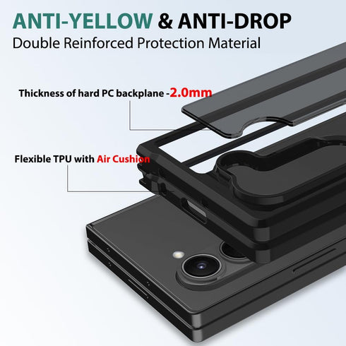 for Samsung Galaxy Z Fold 6 Case, Z Fold 6 Case with Camera Frame Protection, Thin Anti-scratch PC Matte Translucent Back & Flexible TPU Hinge Sho...