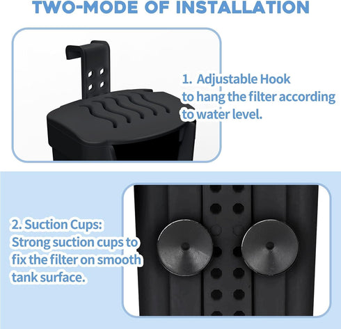 Aquarium Power Filter(3.5W), Turtle Tank Filter, Silent Low-Water Filter for Small Fish Tank, Reptile Tank Up to 15Gallon, with 4pcs Cartridges.(B...