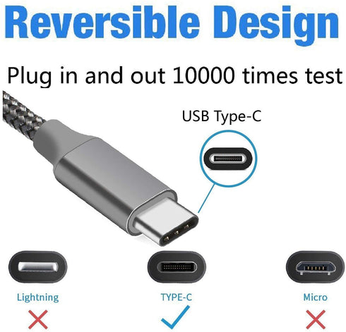 USB C ChargerCable 10FT,3Pack CileenLongFastChargingCordCompatibleForMotoGPower/Stylus,Samsung S10/S9/S8,Note8,A51/A01/A11,Tab S6/7Lite,OnePlusNor...