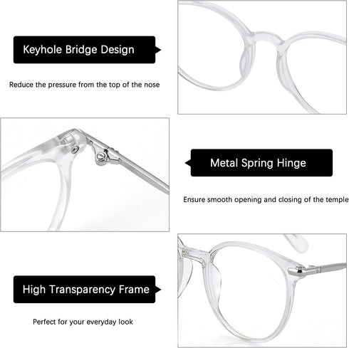 ZENOTTIC Round Optical Glasses Transparent Frame Clear Lens Eyewear Non-prescription Eyeglasses for Women...