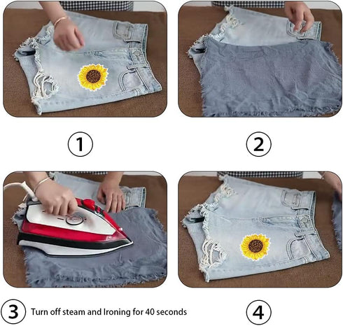 42pcs Embroidered Flowers Butterfly Iron on Patches Sunflower Daisy Patch for Clothing Sew on Patches Set for Jackets Jeans Bags Clothes Arts Craf...