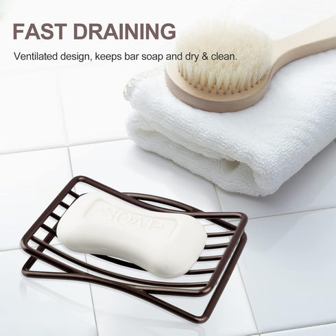 Soap Dish for Shower Bathroom Bar Soap Holder, Stainless Steel Self-draining Sponge Holder for Kitchen Sink Bathtub, Easy Cleaning Quick Dry, Bron...
