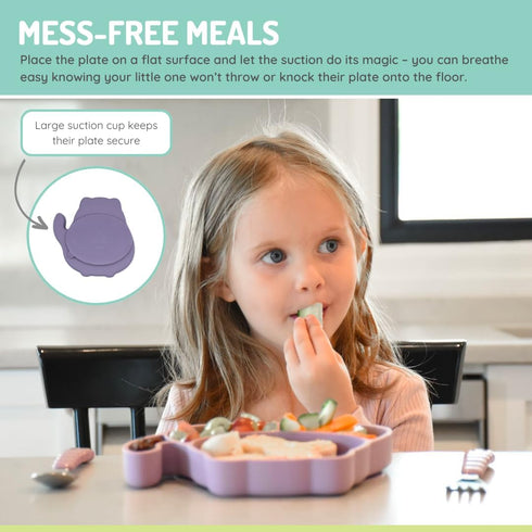 melii Divided Silicone Suction Plate - 100% Silicone, for Baby + Toddlers – BPA Free, Dishwasher & Microwave Safe (Cat)...