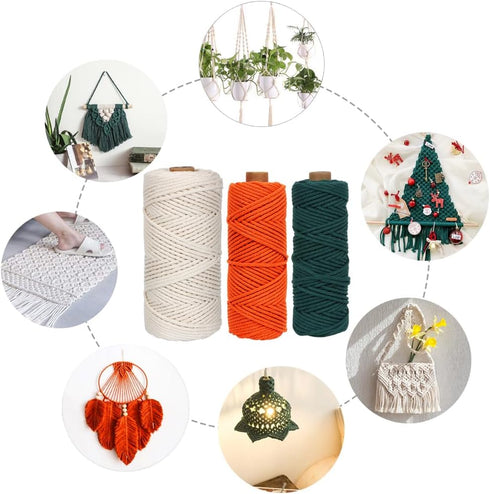 UHAPEER Macrame Kits for Adults Beginners, DIY Macrame Plant Hanger Kit and Macrame Supplies, with 3 mm Macrame Cord Cotton, Macrame Meads, Wooden...