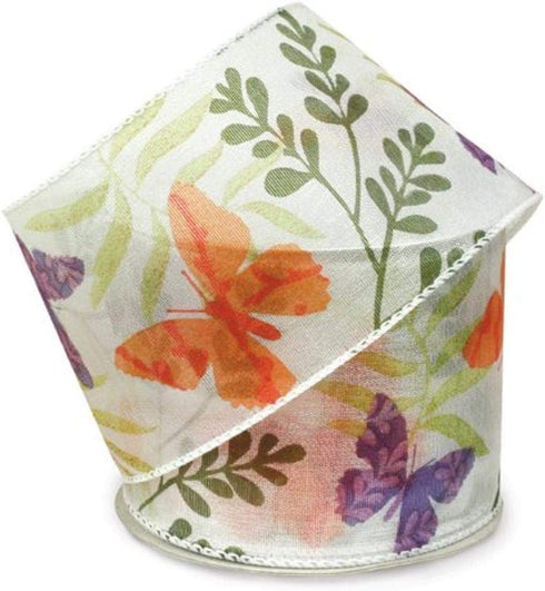Berwick Offray Lion Butterfly Wired Edge Ribbon-2-1/2 X 25yds-Orange Ribbon...