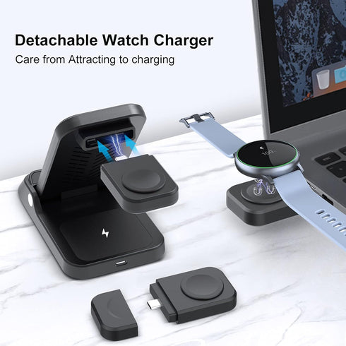 Wireless Charger for Samsung, RAUGEE Foldable 3 in 1 Fast Wireless Charging Station for Samsung Galaxy S24/24+/24 Ultra/S23 Ultra/S23+/S22/Z Fold/...