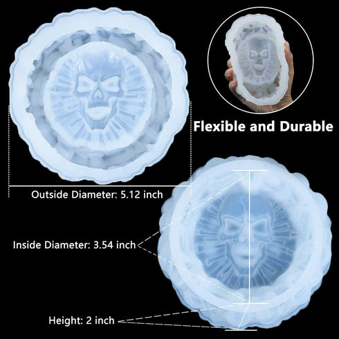 Resin Mold, Silicone Ashtray Mold Halloween Skull DIY Craft Gift Epoxy Resin Casting Molds Keletons Jewelry Storage Mould for Party, Home Decorati...