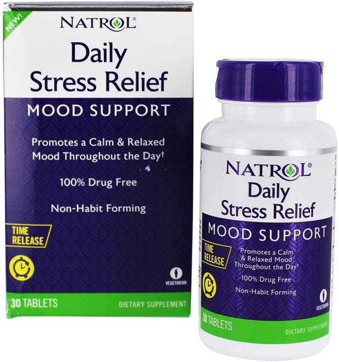 Natrol Daily Stress Relief 100 mg, Dietary Supplement, Mood + Stress, 30 Tablets, 30 Day Supply...