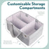 MIGHTY MONKEY Oversized Stain Resistant Baby Diaper Caddy Organizer with Handle, Adjustable Mesh Storage Bin Compartments for Diapers, Baby Wipes,...