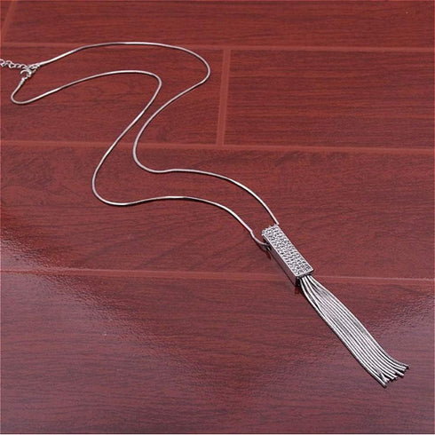 Cathercing Rhinestone Tassel Pendant Long Necklace for Women Sweater Chain Statement Necklace Choker Adjustable Elegant Jewelry Crystal Accessorie...