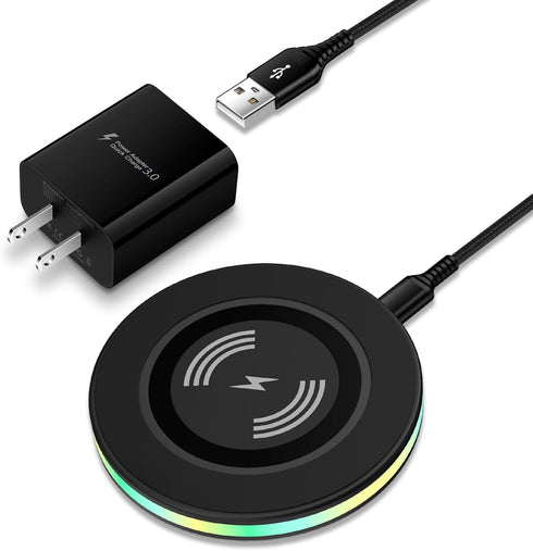 15W Samsung Wireless Charger with Fast QC 3.0 Wall Adapter for Galaxy S24 S23 Ultra S22 S21 FE S20 Z Fold 5 Flip 5 4,Motorola Moto Edge 2022 Edge+...