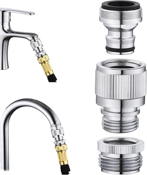 Sink Faucet Quick Connector,Faucet Adapter for Sink Connection Shower Hose/Garden Hose/Portable Washing Machine,Pet Bathing?Chrome....