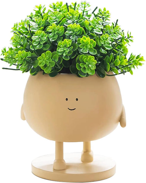Face Plant Pots, Succulent Pots, 5 Inch Head Planters for Indoor Plants, Cute Resin Flower Pot with Drainage Hole, Unique Cactus Planter...