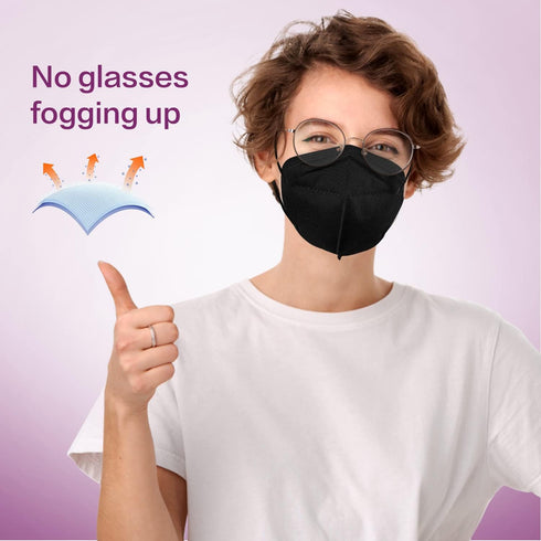 KN95 Disposable Face Mask 25 Pack 5-Ply Breathable Safety Masks Against PM2.5, Disposable Respirator Protection Mask for Men and Women Black...