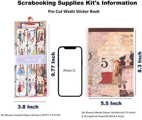 453 Pcs Vintage Stickers for Journaling Scrapbooking Supplies,Ephemera Pack with Scrapbook Papers Retro People Scrap booking Supplies Kit for Aest...