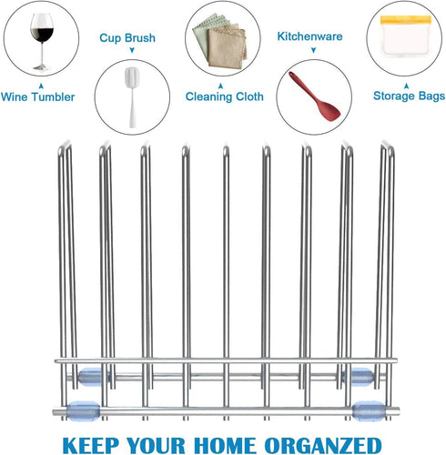 IDEATECH Bags Rack, Drying Rack for Bags, Stainless Stand, File Organizer Desktop Storage Book Shelf, Kitchen Storage & Organization (Silver)...
