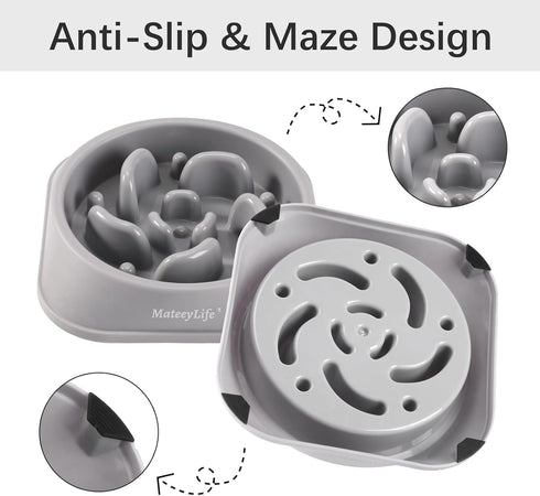 MateeyLife Slow Feeder Dog Bowls, Anti-Choking Puzzle Dog Food Bowls, Non Slip Interactive Dog Feeding Bowls Slow Down Eating, Bloat Stop Maze Dog...