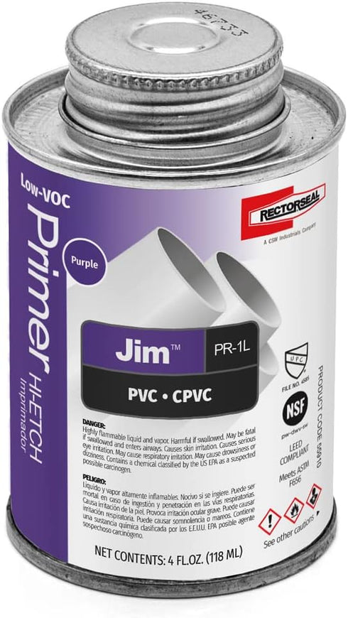Rectorseal 55910 Pr1L 1/4 Pint Purple Low Voc Hi-Etch Pvc And Cpvc Primer...
