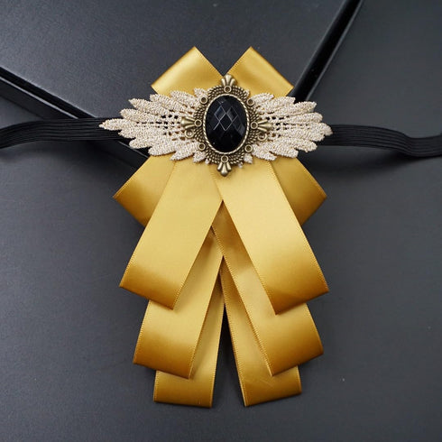 Fashion rhinestone bow ties Men Self Tie Jabot Collar Brooch Pins Bow Tie Rhinestone Brooch Collar Flower collar neck tie for dress up...