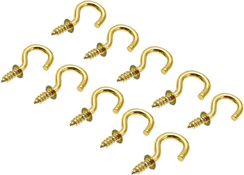 Mini Brass Plated Ceiling Screw Hooks, 50 Pcs (1 inch), Gold, Hanging Cup Hooks for Plants, Mugs, Decorations...