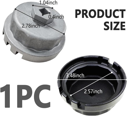 Oil Filter Wrench, 64mm, Heavy Duty, Compatible with Toyota, Camry, Tundra, Lexus, Sienna, RAV4, Highlander, Silver...