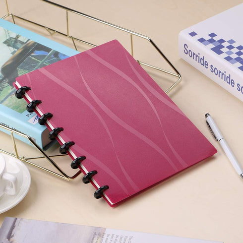 Eagle Discbound Notebook, Customizable Notebook, Junior Size, Poly Cover, 60 Sheets Ruled/Lined Pages (Red)...
