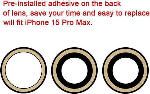 OEM Back Rear Camera Lens Glass Replacement for iPhone 15 Pro Max 6.7 inches with pre-Installed Adhesive and Reparing Toolkit......