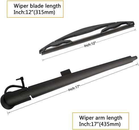 Rear Window Wiper Arm Blade Set Replacement For Cadillac Escalade,GMC Yukon,Chevy Tahoe Suburban,2007-2013 - Back Windshield Wiper Accessories OEM...