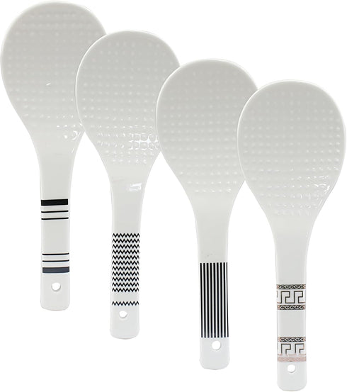4 Piece Ceramic Rice Paddle Spoon and Spatula Set, Heat Resistant Rice Scooper, Kitchen Cookware for Rice Mashed Potato...