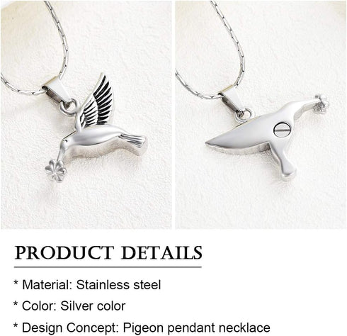 constantlife Hummingbird Cremation Jewelry Keepsake Stainless Steel Human Pet Urn Necklace for Ashes for Women Men Memorial Pendant...