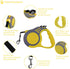 Retractable Dog Leash + Holder for Apple Airtag, 16 Feet Long Suitable Small Medium Dogs up to 33lbs, Yellow Gray...
