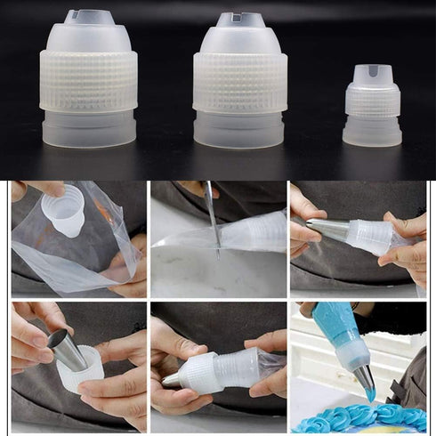 6 Pack Piping Nozzles Coupler, Couplers Adaptor Cake Decorating Tools, 3 Size Couplers for Icing Nozzles...