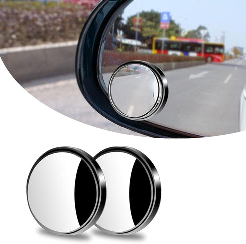 2 PCS Car Reversing Blind Spot Mirror, 2.16" x 0.39" High-definition Glass 360° Large Viewing Angle Round Mirror, Self-adhesive ABS Anti-collision...