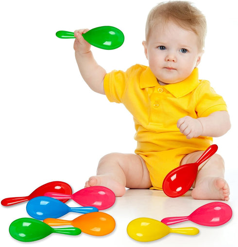 OuMuaMua 12pcs Mini Maracas for Kids - Plastic Maraca Shakers Noisemaker Fiesta Party Favors for Kids Cinco de Mayo Fiesta Mexican Themed Birthday...