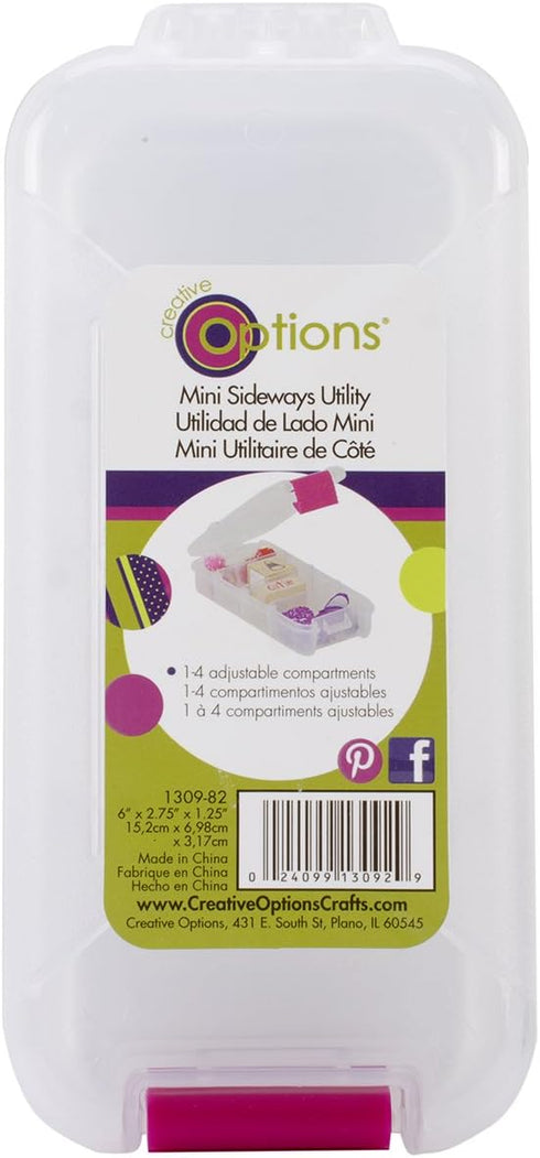 Creative Options 1309-82 Pro-Latch Mini Sideways Utility Organizer with 1 to 4 Adjustable Compartments , Colors Vary, 6" x 2.75" x 1.25" (15.2cm x...