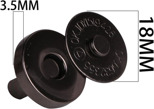 Mini Skater Round Magnetic Snaps Bag Button Clasps Closure Purse Handbag with Washer Nickel? 6-Pack (18mm, Black)...