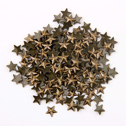 Beadsland Hotfix Iron On, Flat Back Stars Studs - 1/4" Flatback Glue on Studs 300pcs (Bronze, 12x12mm)...