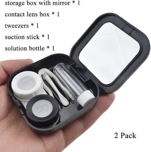 HAHIYO Contact Lens Case Box Holder Kit with Mirror Durable Leakproof Light Convenient Left/Right Eyes Contact Lens Container Soak Storage Kit wit...