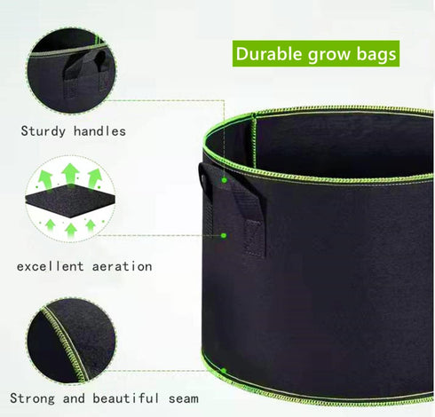 Niurui 5-Pack 5 Gallon Grow Bags 300G Thickened Nonwoven Fabric Pots Plant Grow Bags with Handles,for Low Stress Plant Training Fruits, Vegetables...