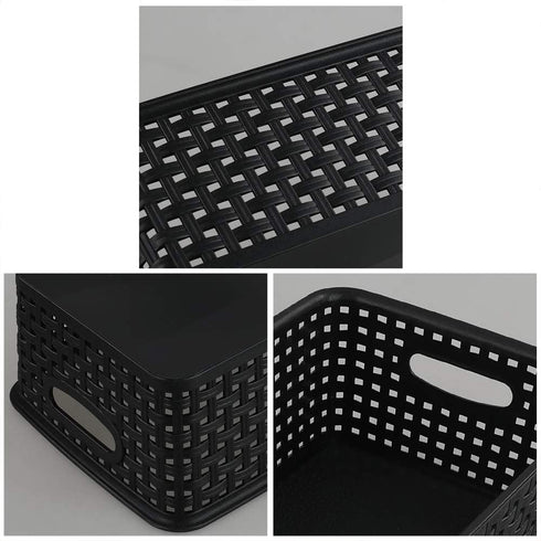6-pack Black Woven Plastic Storage Baskets Organizing Bins...
