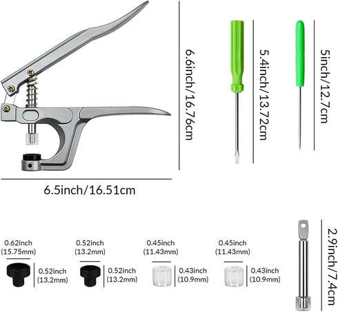 Snap Pliers for Crafts Clothing, Hand-held Pliers Tool for Snaps Buttons, No-Sew Button Snap Fastener Press Attacher Punch for T3 T5 T8 Snaps...