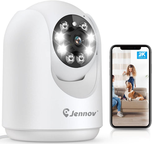 Jennov 2K Pan/Tilt Indoor Cameras for Home Security - 2.4 GHz Pet Dog Camera with Phone App, WiFi Baby Camera Monitor, Color Night Vision, Motion ...