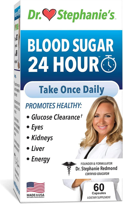 Blood Sugar 24 Hour - 7 in 1 Formula with Cinnamon, Banaba, Chromium, Milk Thistle, & More - Once Daily Supplement by Dr. Stephanie's...