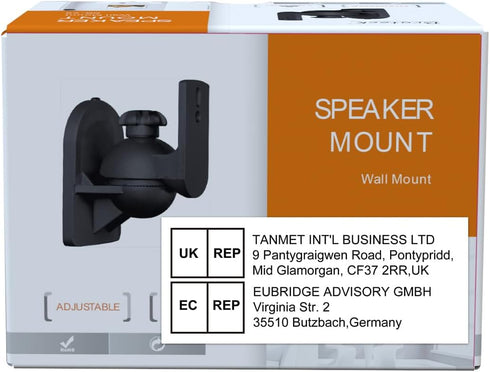PUTORSEN Speaker Wall Mount, Black, 2 Pack, Swivel and Tilt, Holds up to 7.7 lbs...