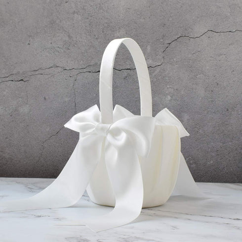 2 PCS Flower Girl Baskets Set- Cute Cherish Wedding Flower Baskets (Ivory)...