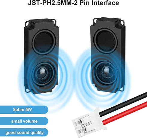 MakerHawk 2pcs Ar duino Speaker 5 Watt 8 Ohm Double Cavity Mini Speaker Full-Range Cavity Advertising Machine Small Speaker 3.3V 5V with JST-PH2.5...